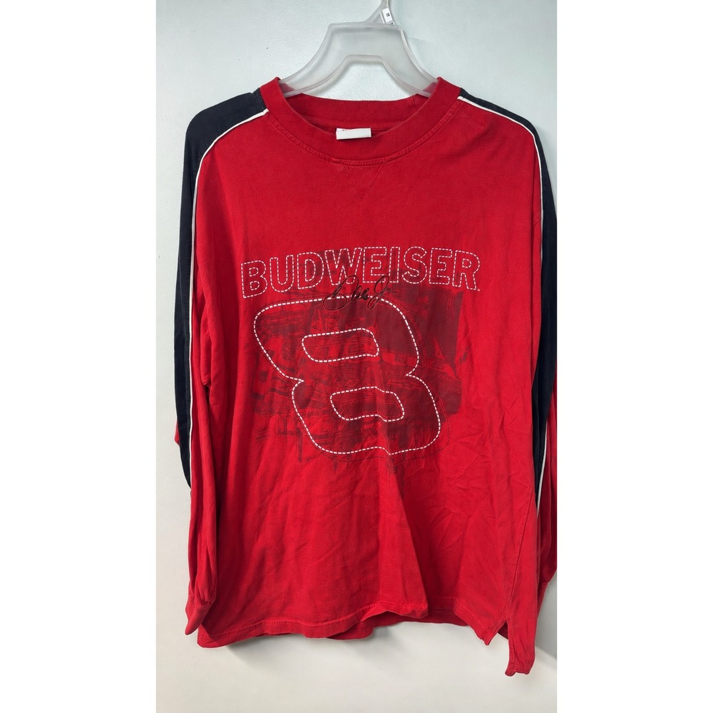 Vintage NASCAR | Dale Earnhardt Jr Red Budweiser Racing Tee | Size XL